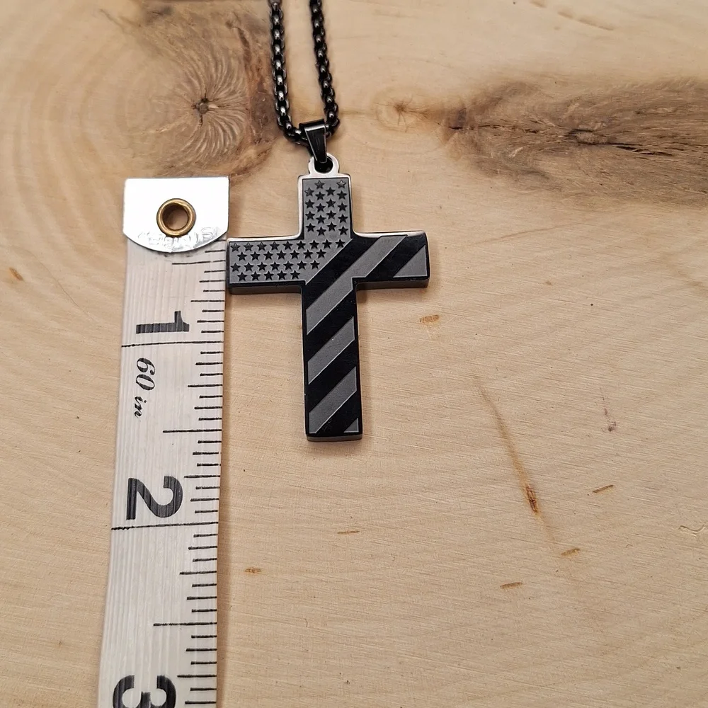 Stars & Stripes American Flag Stainless Steel Men's Pendant Necklace